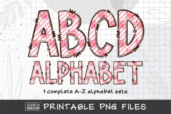 Charming Floral Alphabets: Pink Rose & Sunflower Sublimation Sets