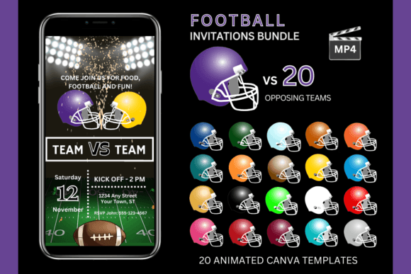Game Day Invitations That Score Big: The Purple Team Bundle