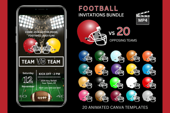 Game Day Invites Made Easy with Football Invite: Red Team Bundle
